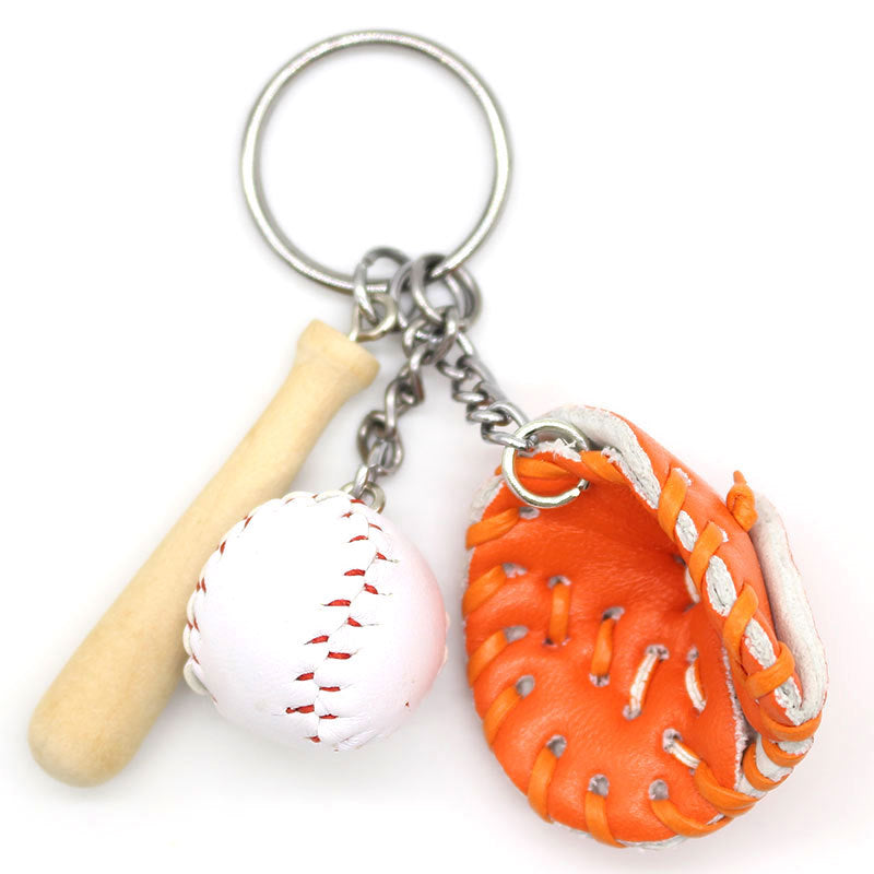 Wholesale Baseball Three-piece Wooden Creative Keychain