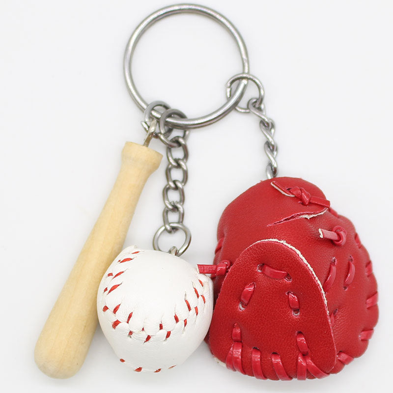 Wholesale Baseball Three-piece Wooden Creative Keychain