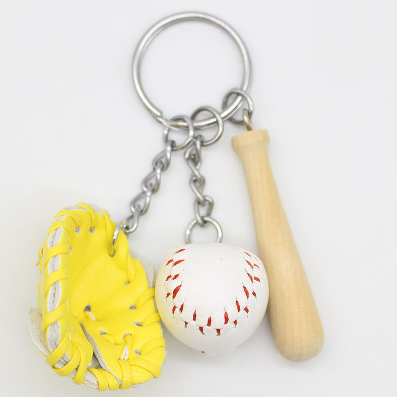 Wholesale Baseball Three-piece Wooden Creative Keychain