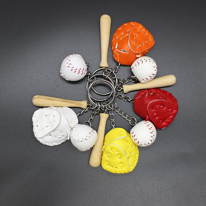 Wholesale Baseball Three-piece Wooden Creative Keychain