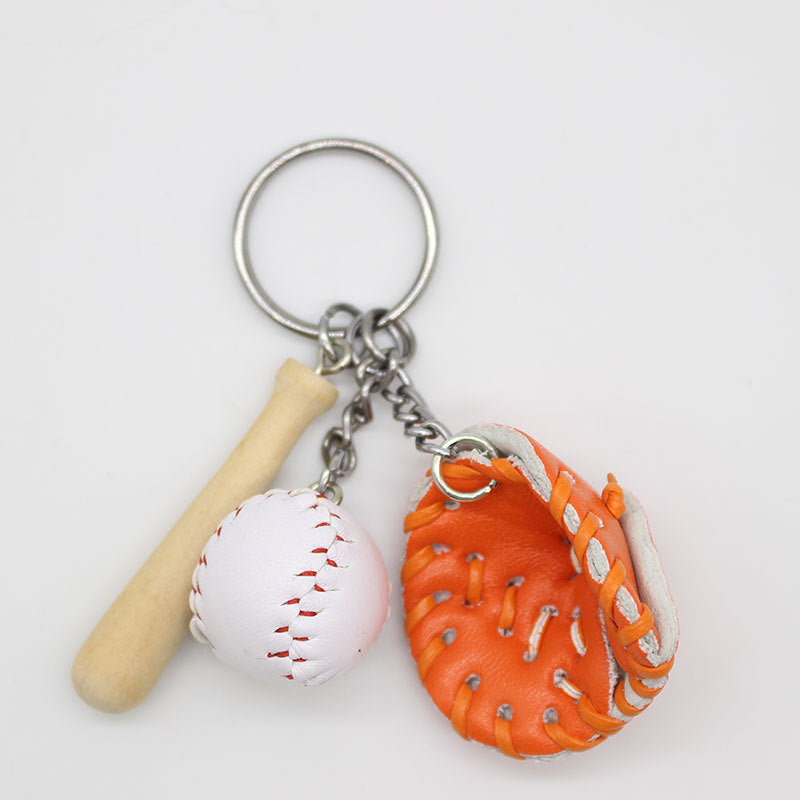 Wholesale Baseball Three-piece Wooden Creative Keychain