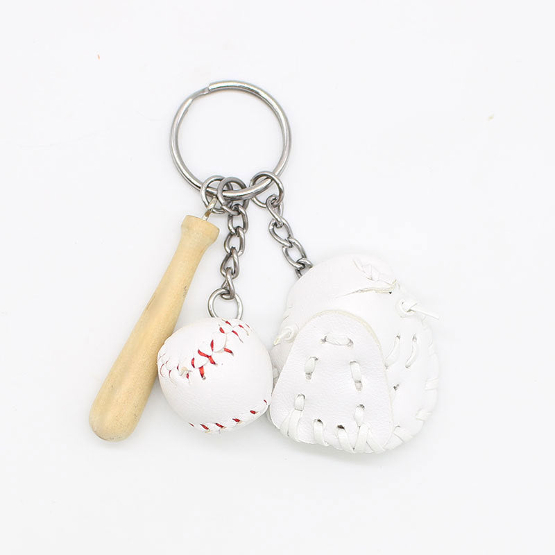 Wholesale Baseball Three-piece Wooden Creative Keychain