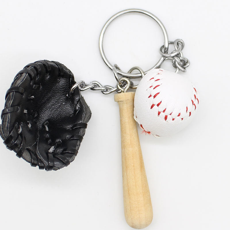 Wholesale Baseball Three-piece Wooden Creative Keychain