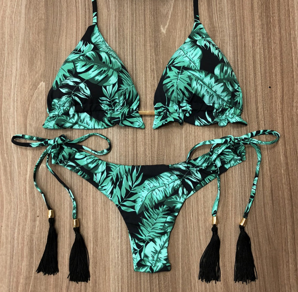 Wholesale Tie Print Bikini Polyester Swimwear