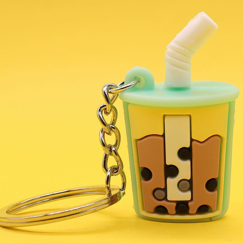 Wholesale Imitation Pearl Milk Tea PVC Soft Plastic Creative Key Chain