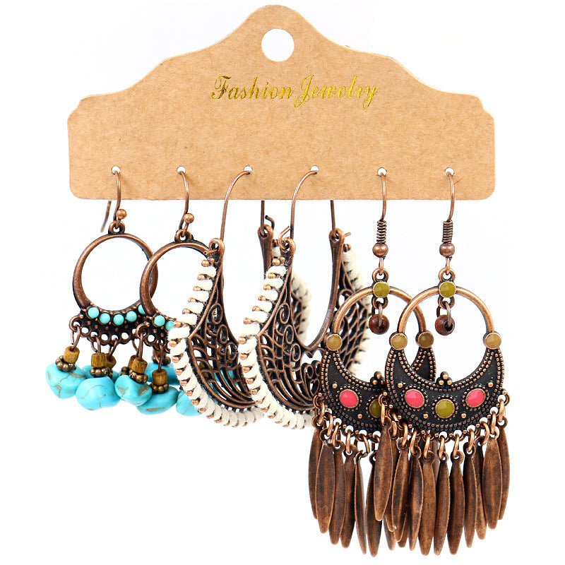 Wholesale Jewelry Vintage Ethnic Round Alloy Earrings