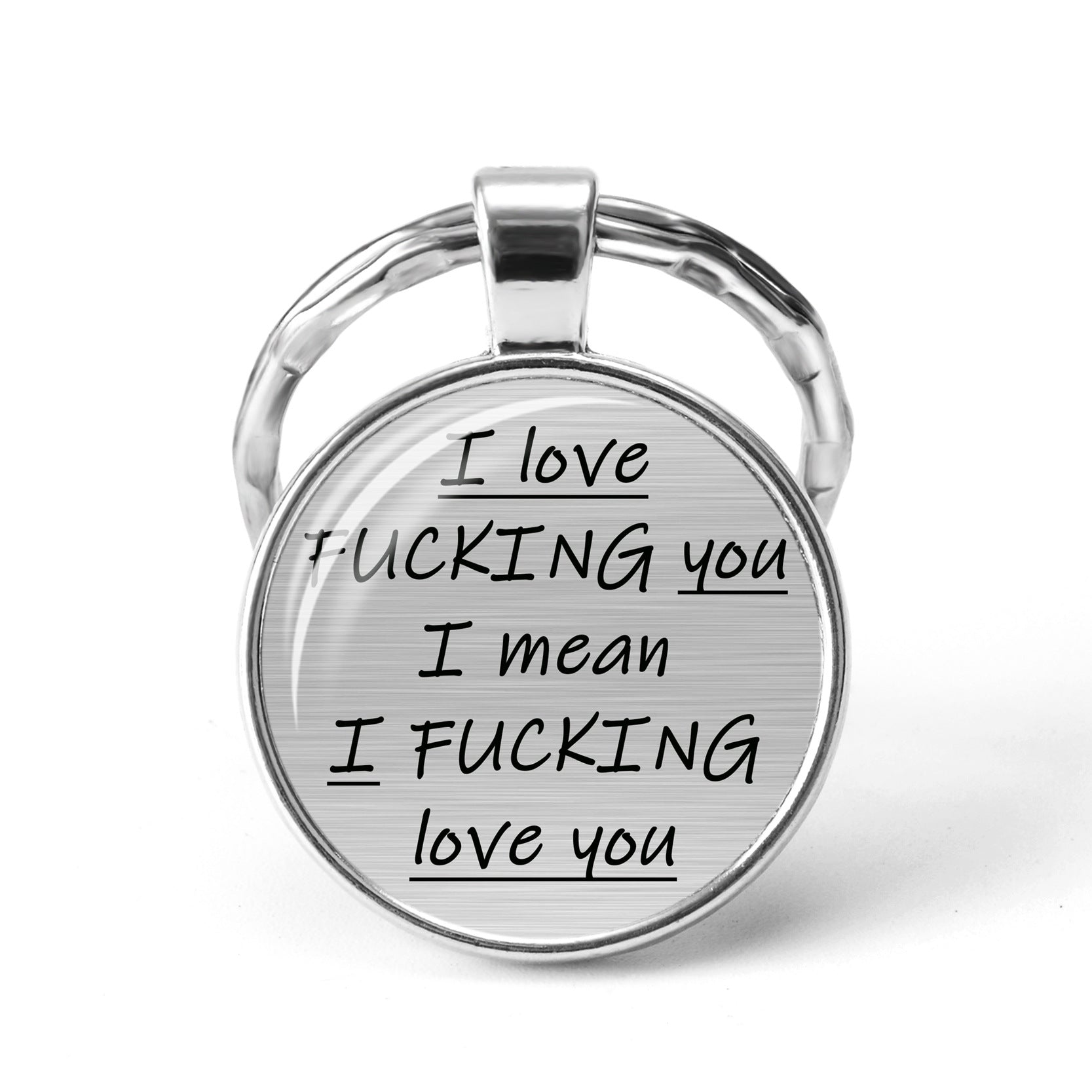 Wholesale I FUCKING Love You Time Stone Letter Metal KeyChain