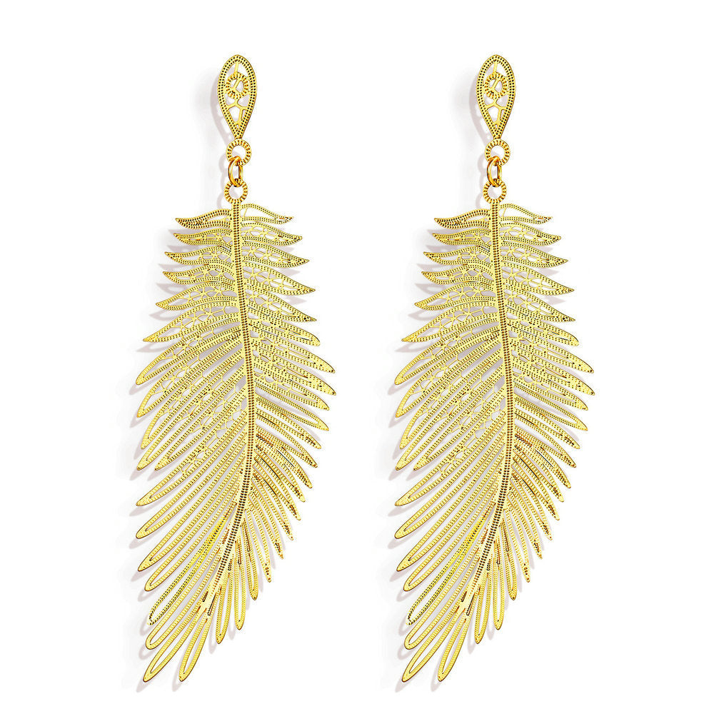 Wholesale Leaf Alloy Feather Earrings