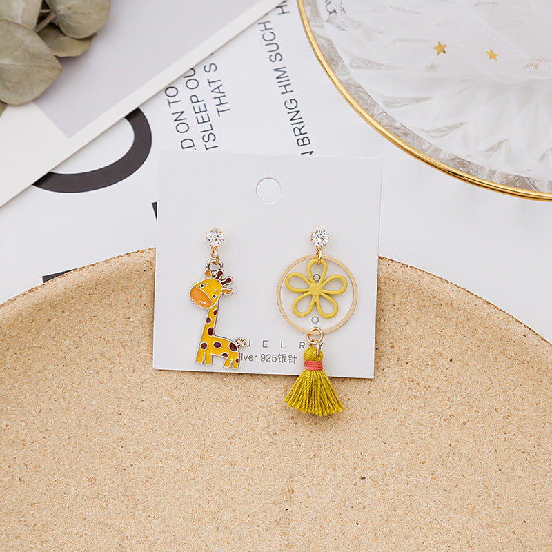 Wholesale Asymmetric Animal Drop Alloy Ear Studs
