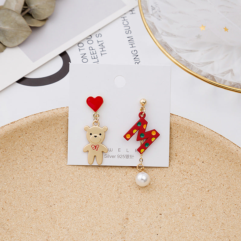 Wholesale Asymmetric Animal Drop Alloy Ear Studs