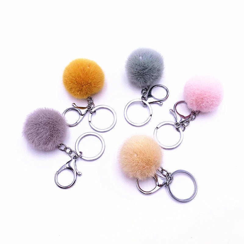 Wholesale Plush Candy Color Fur Ball Key Chain