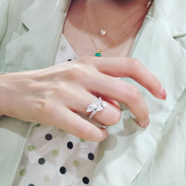 Wholesale Brass Row Diamond Snake Rings