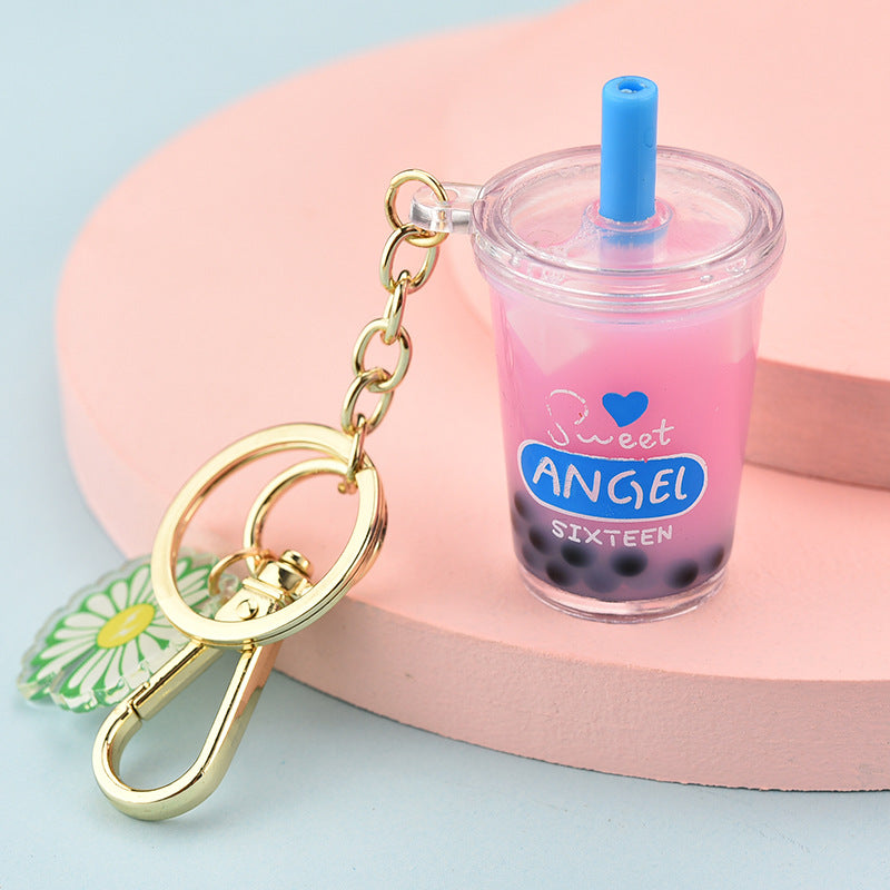 Wholesale Acrylic Pearl Milk Tea Cup Keychain