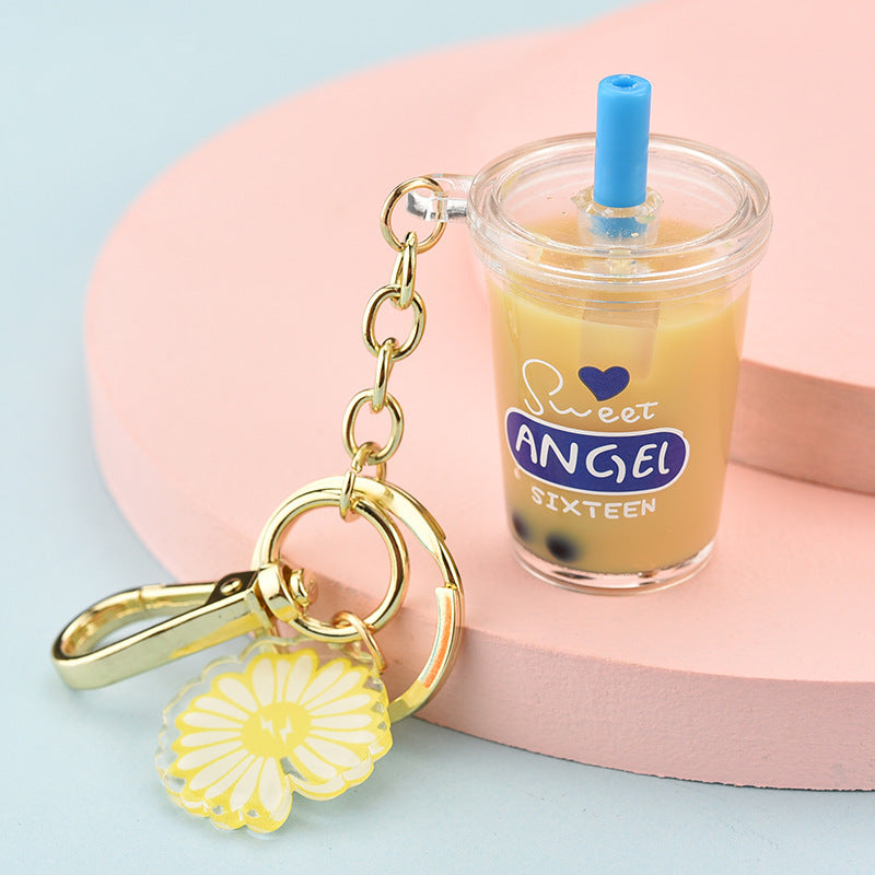 Wholesale Acrylic Pearl Milk Tea Cup Keychain