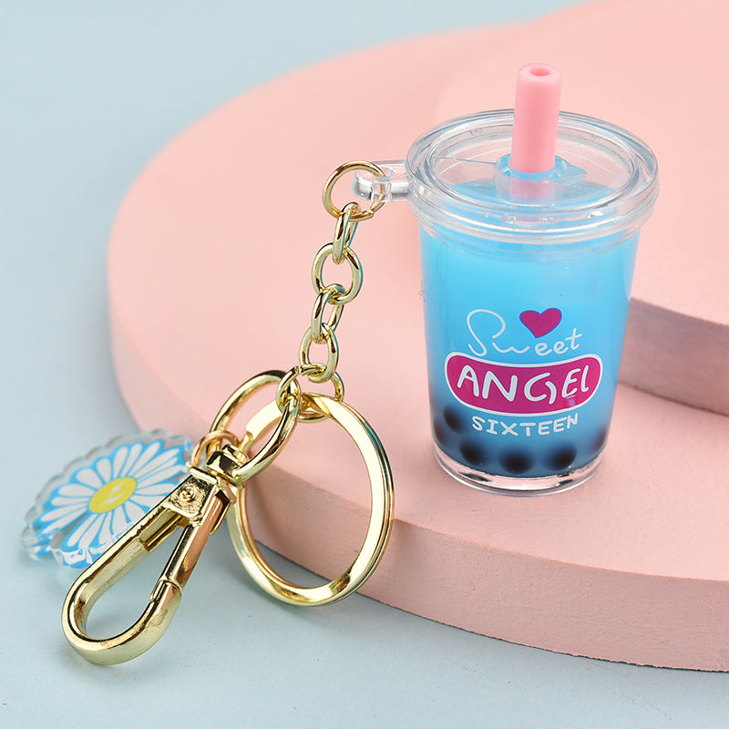 Wholesale Acrylic Pearl Milk Tea Cup Keychain
