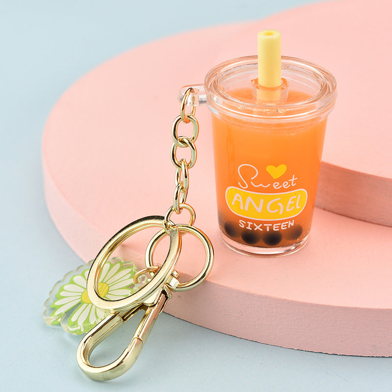 Wholesale Acrylic Pearl Milk Tea Cup Keychain