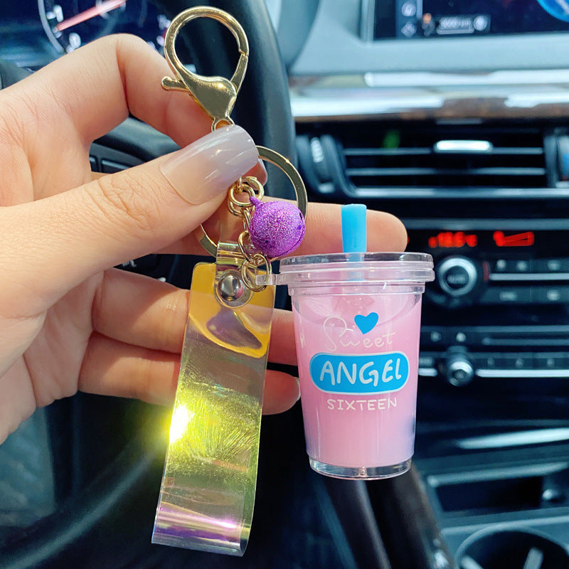 Wholesale Acrylic Milk Tea Cup Key Chain