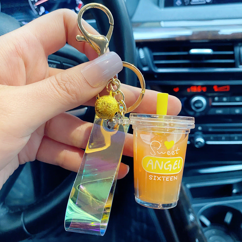Wholesale Acrylic Milk Tea Cup Key Chain
