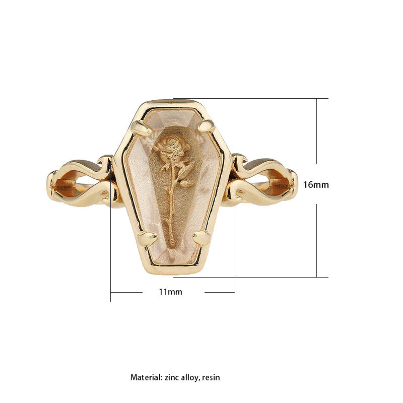 Wholesale Goth Theme Vintage Rose Coffin Alloy Rings
