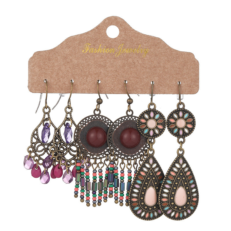 Wholesale Jewelry Vintage Ethnic Round Alloy Earrings