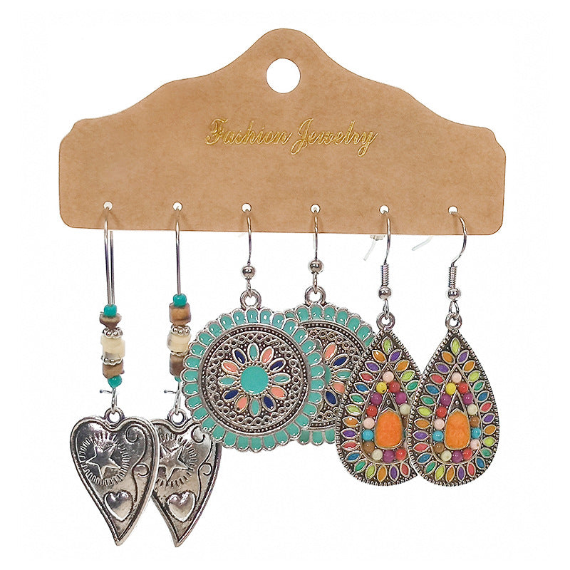 Wholesale Jewelry Vintage Ethnic Round Alloy Earrings
