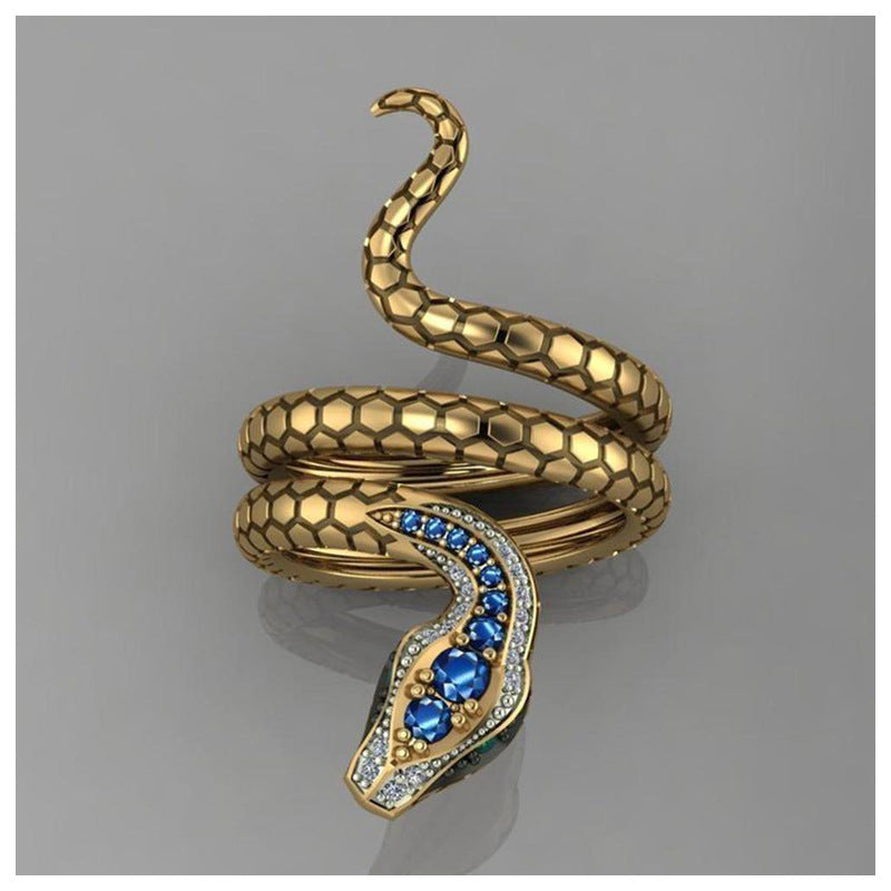 Wholesale Alloy Snake Shape Micro Paved Sapphire Zircon Ring
