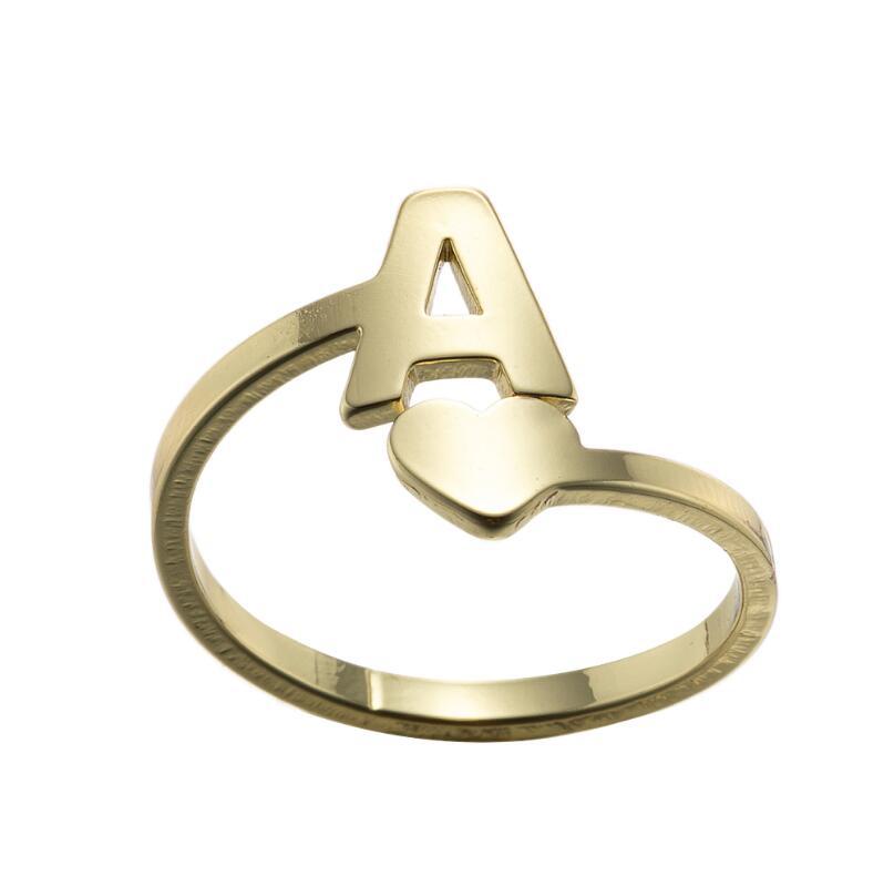 Wholesale Vintage Heart Alphabet Titanium Steel Rings