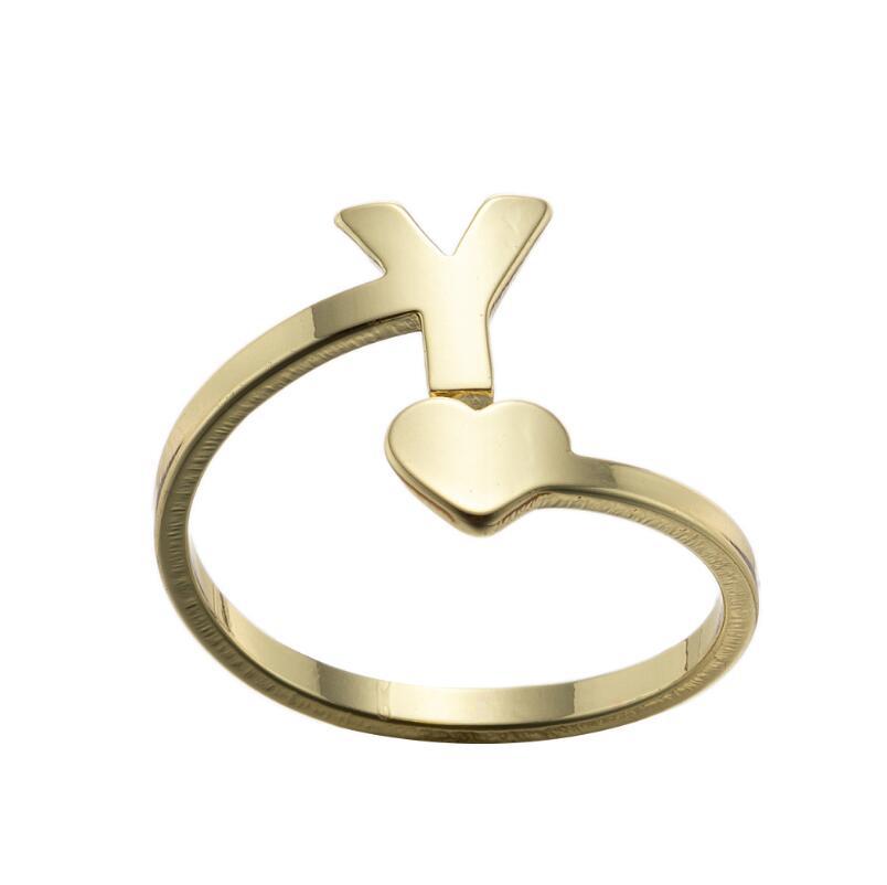 Wholesale Vintage Heart Alphabet Titanium Steel Rings