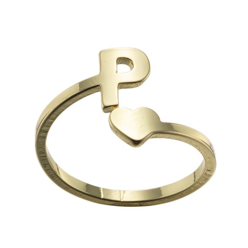 Wholesale Vintage Heart Alphabet Titanium Steel Rings