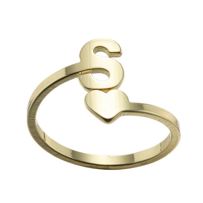 Wholesale Vintage Heart Alphabet Titanium Steel Rings