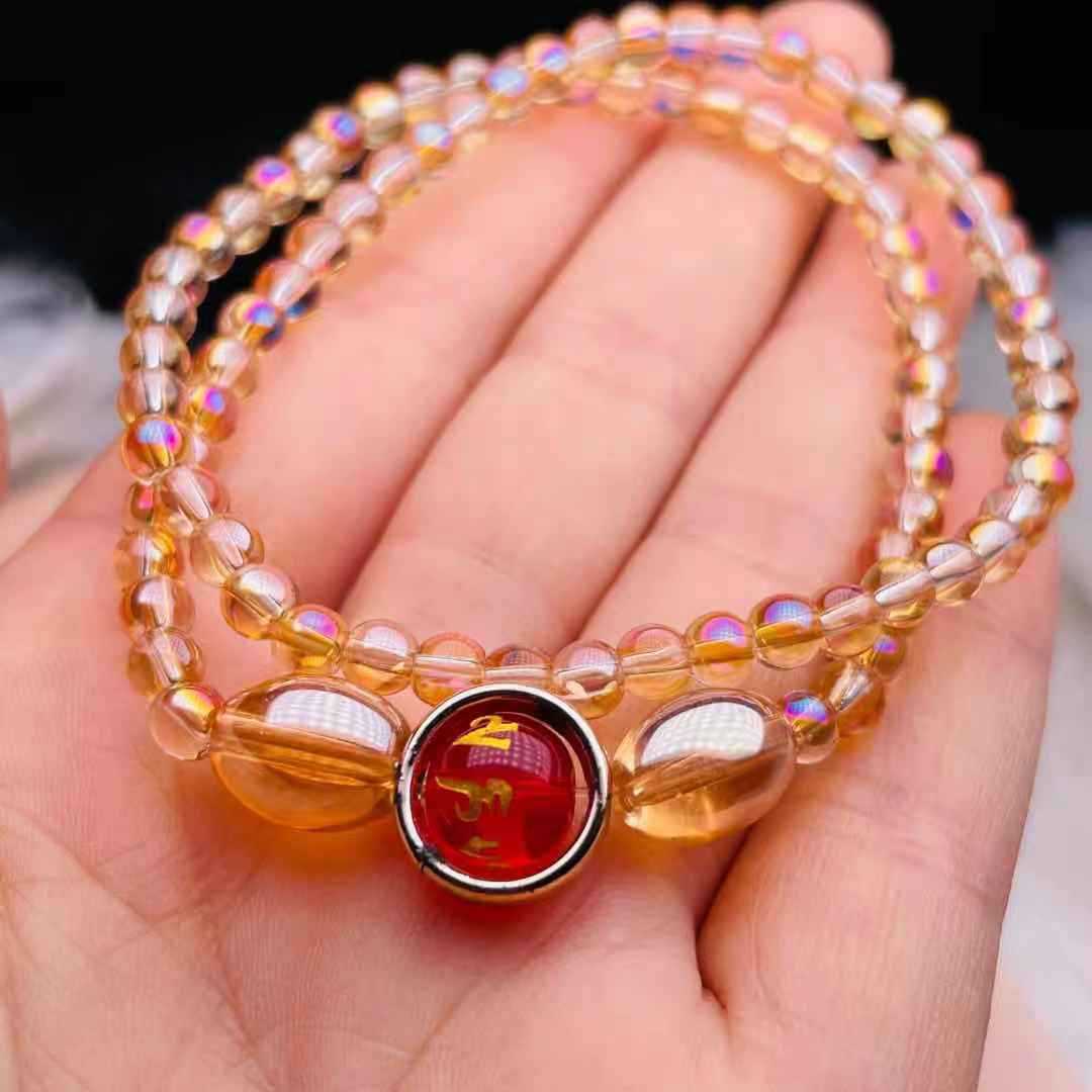 Wholesale Amber Champagne Gold Glass Bracelet