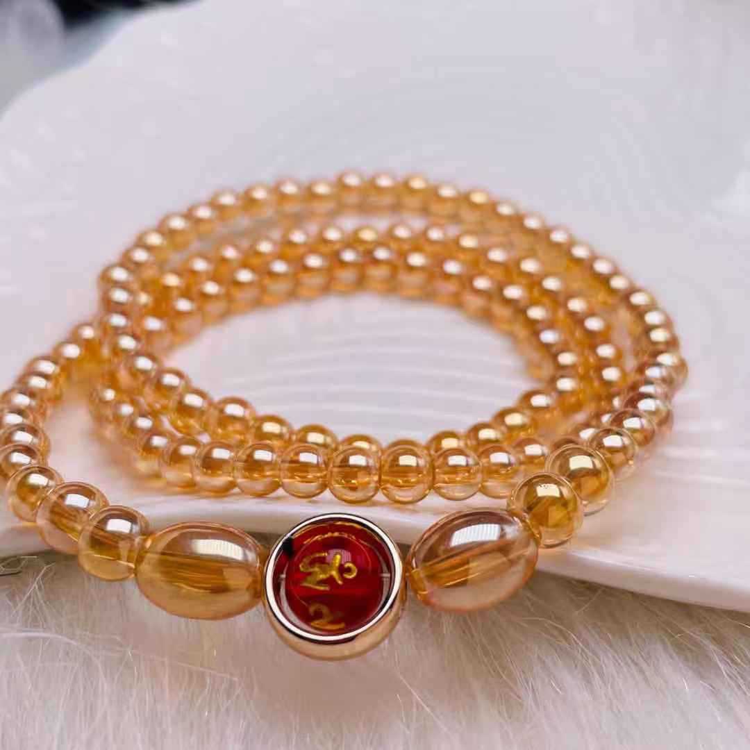 Wholesale Amber Champagne Gold Glass Bracelet