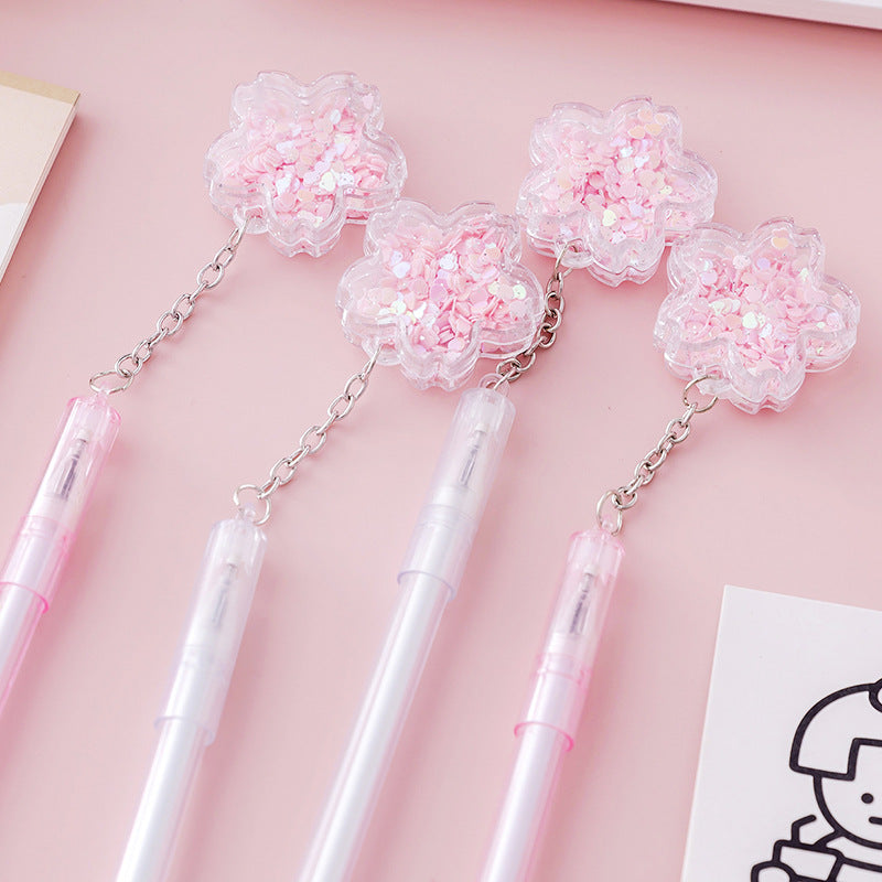 Wholesale Plastic Pink Flower Pendant Water Pen