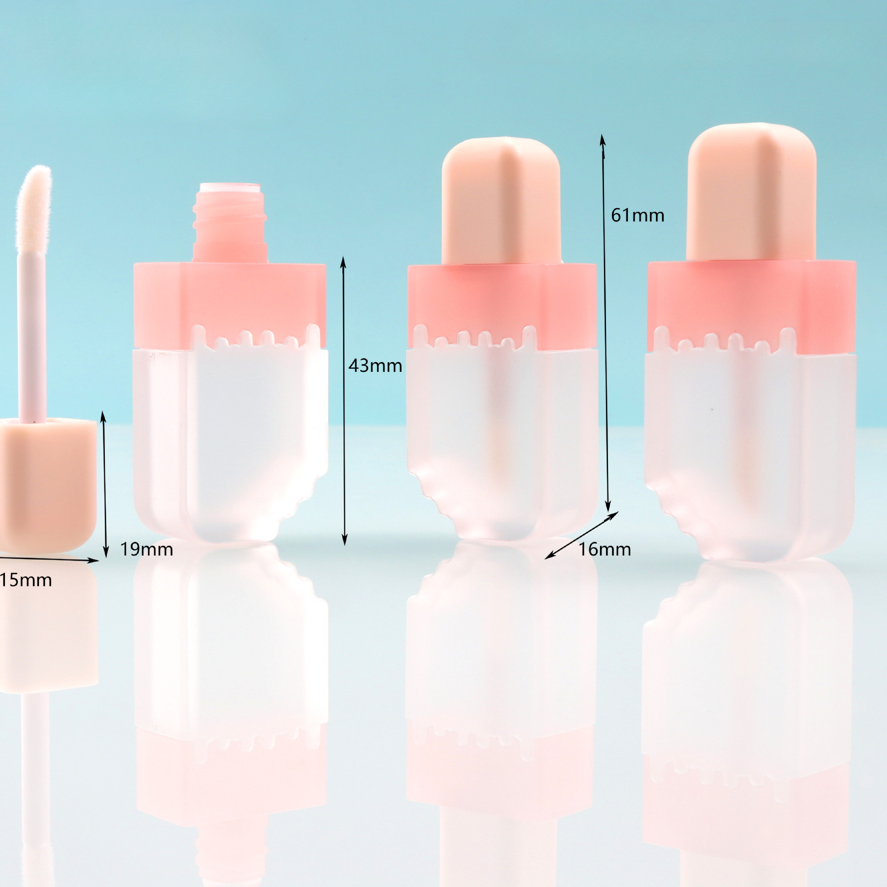 Tubo de brillo labial de helado de plástico de plástico al por mayor