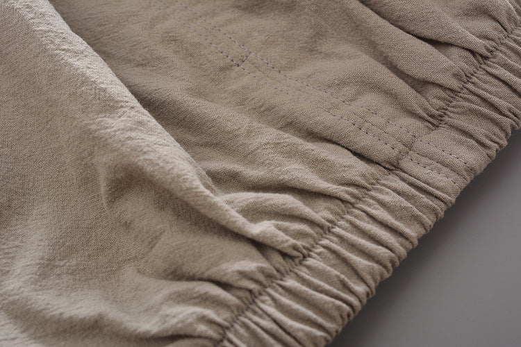 Wholesale 2023 Kids Summer Cotton Linen Short Sleeve Shirt Set