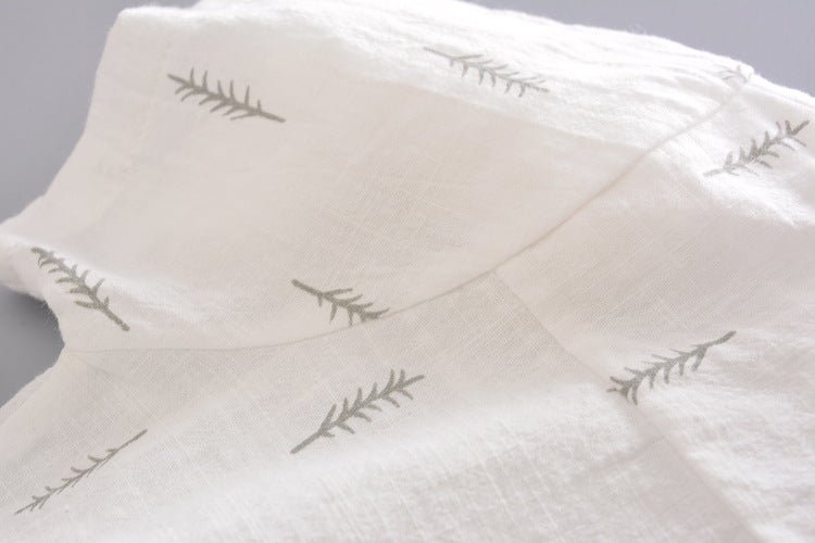 Wholesale 2023 Kids Summer Cotton Linen Short Sleeve Shirt Set