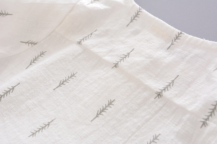 Wholesale 2023 Kids Summer Cotton Linen Short Sleeve Shirt Set