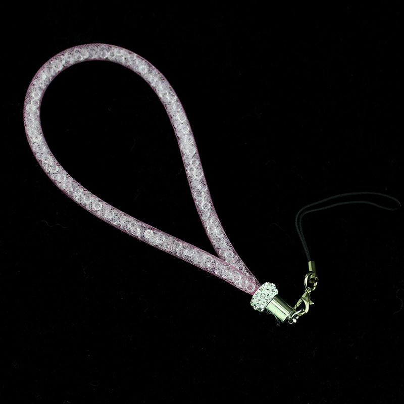 Keychain de cordón de la red de pesca de diamantes de imitación