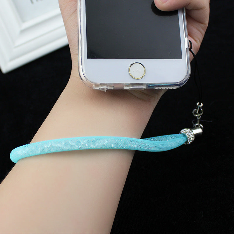 Keychain de cordón de la red de pesca de diamantes de imitación