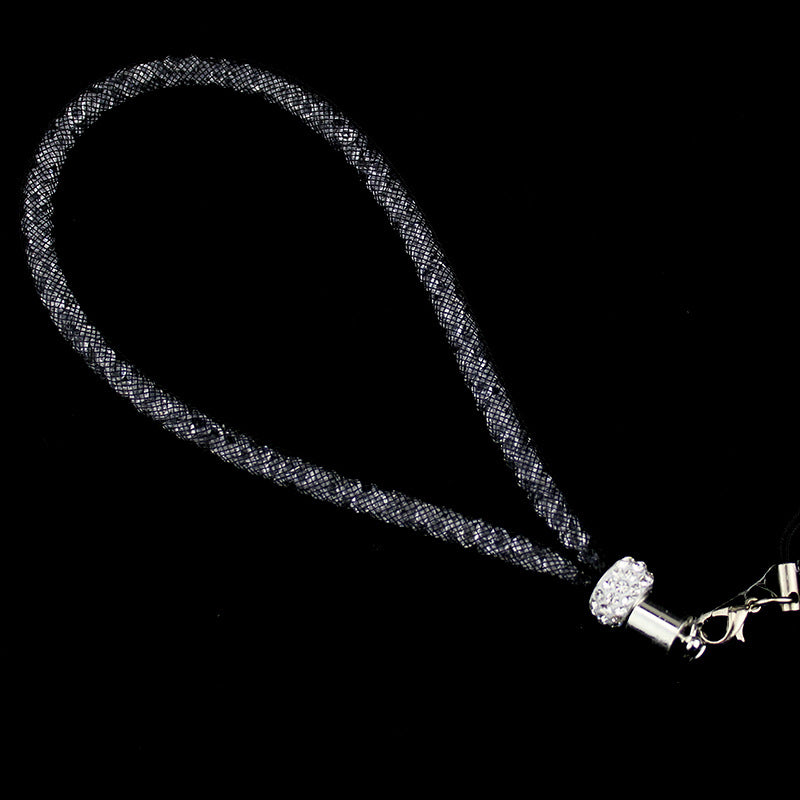 Keychain de cordón de la red de pesca de diamantes de imitación