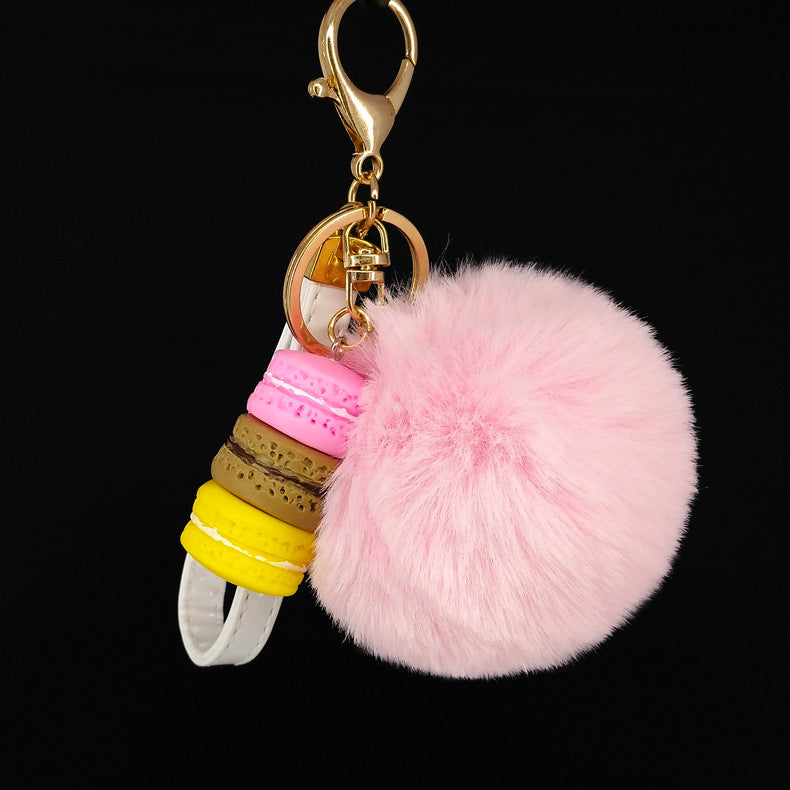 Wholesale Alloy Macaron Hair Ball Keychain