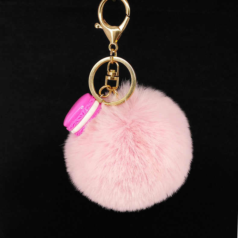 Wholesale Alloy Macaron Hair Ball Keychain