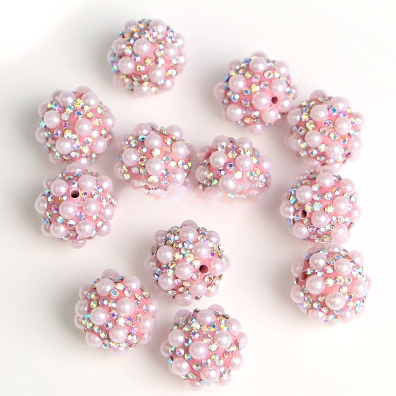 Wholesale 10pcs Pearl Full Diamond Ceramic Mud Through Hole Beads