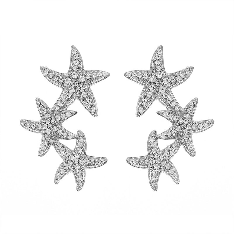 Wholesale Earrings Alloy Earrings Gold Starfish Diamond Earrings OLY-ES-HX004