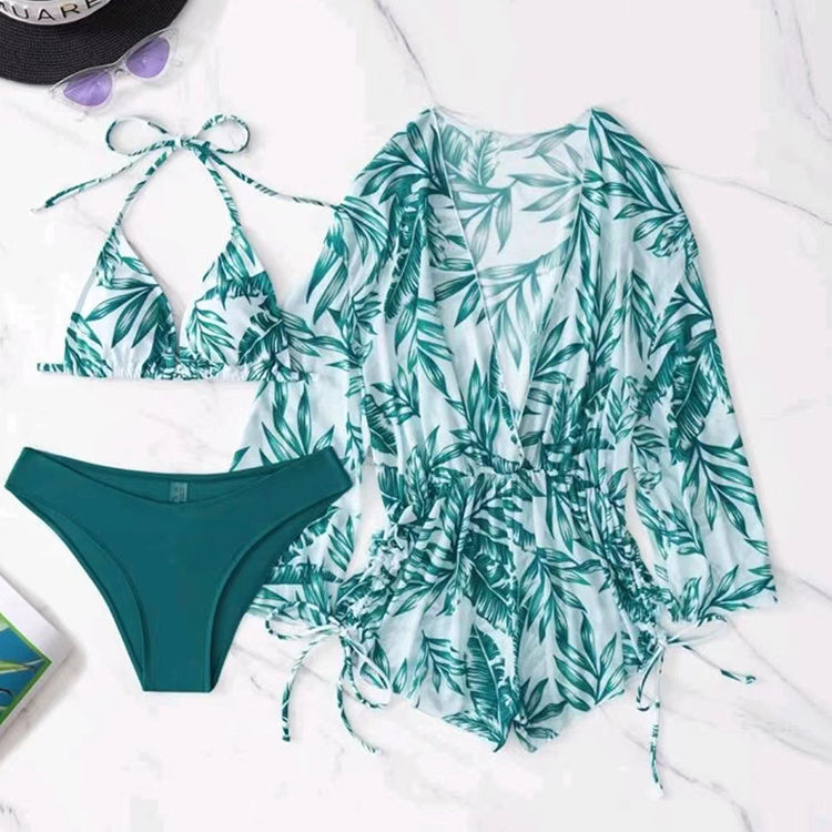 Wholesale Printed Two-piece Bikini Three-piece Swimwear Polyester