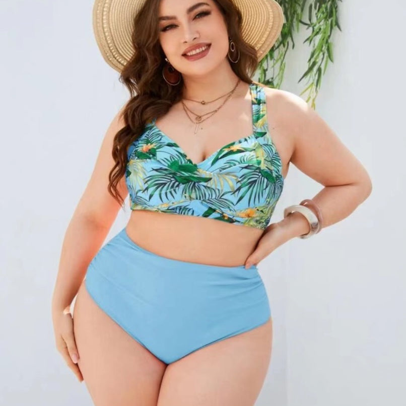 Poliéster de traje de baño de bikini estampado de talla grande al por mayor