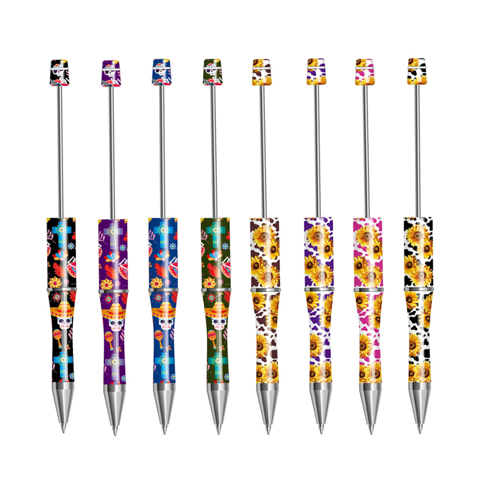 Wholesale Beadable Pens Western Style Cow Pattern Sunflower Skull Print Plastic Pen