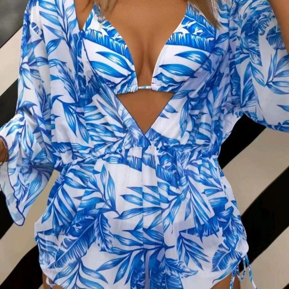 Wholesale Printed Two-piece Bikini Three-piece Swimwear Polyester