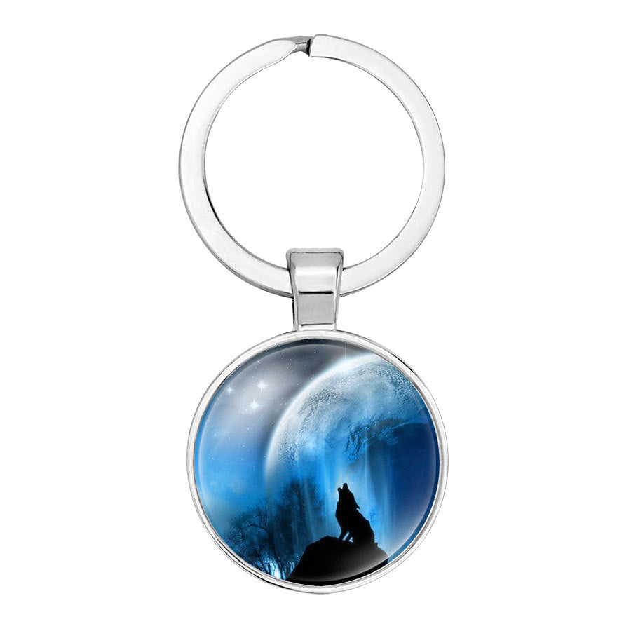 Wholesale Glass Wolf Totem Pendant Alloy Creative Keychain