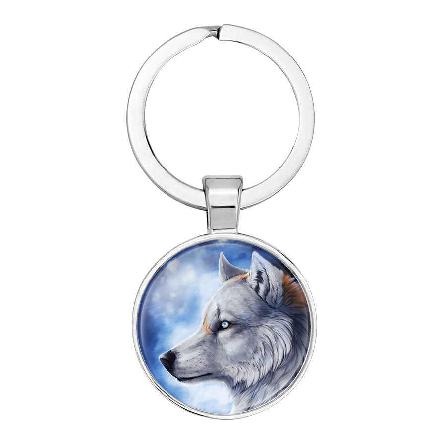 Wholesale Glass Wolf Totem Pendant Alloy Creative Keychain